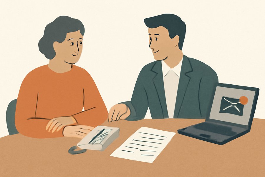 Illustration: an NC closing attorney guiding a settlement