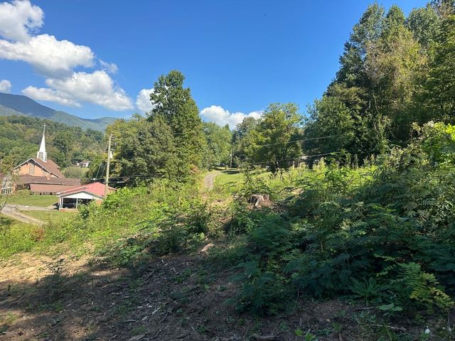 Looking across the lot toward the paved road