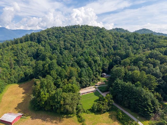 Aerial view of the valley toward the mountains