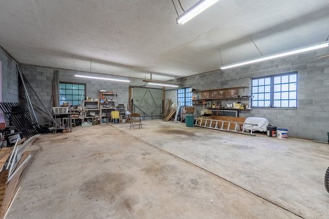Garage and workshop with shelving
