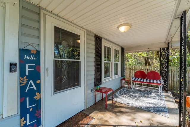 Front door and covered porch