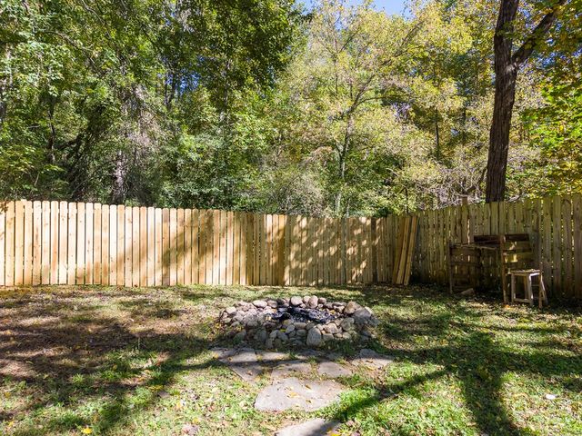 Backyard fire pit and seating area