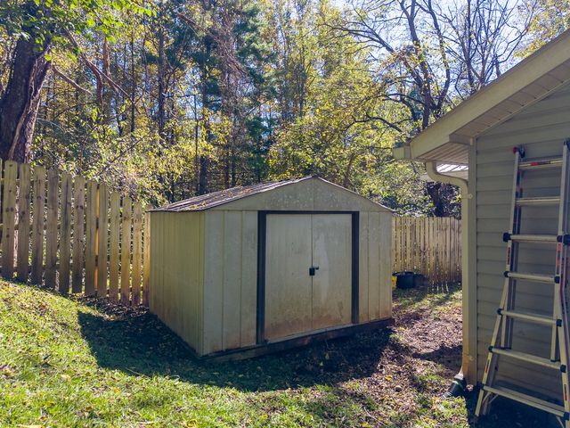 Storage shed in the backyard