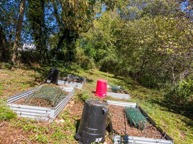 Raised garden beds and compost bins