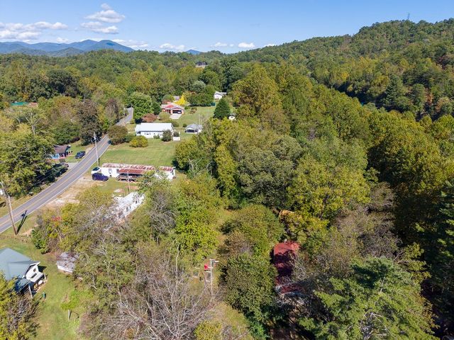 Aerial view of the neighborhood and the mountains